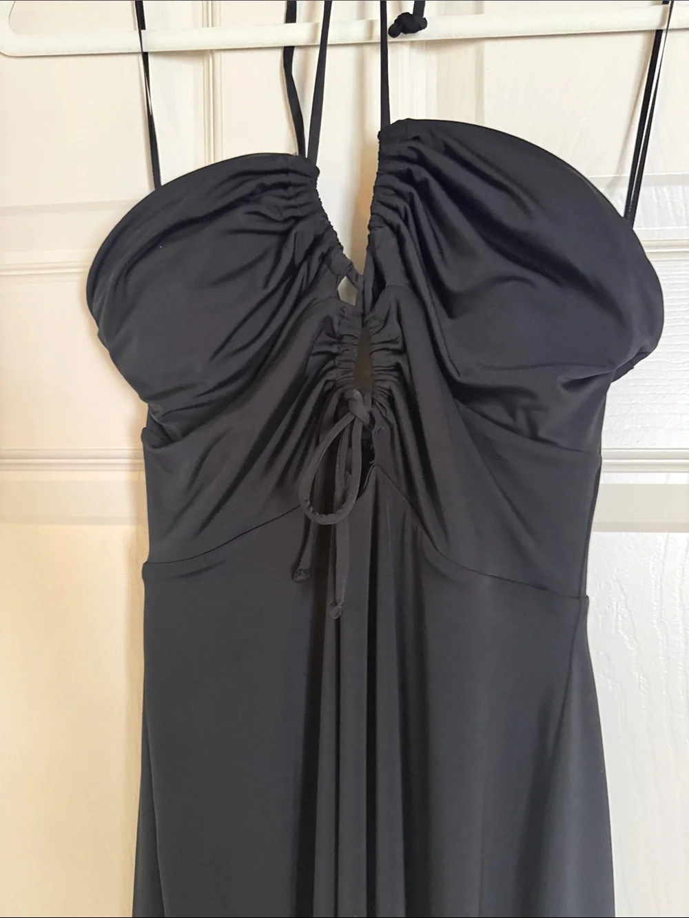 Express Black Strapless Ruched Maxi Dress - Picture 4 of 9